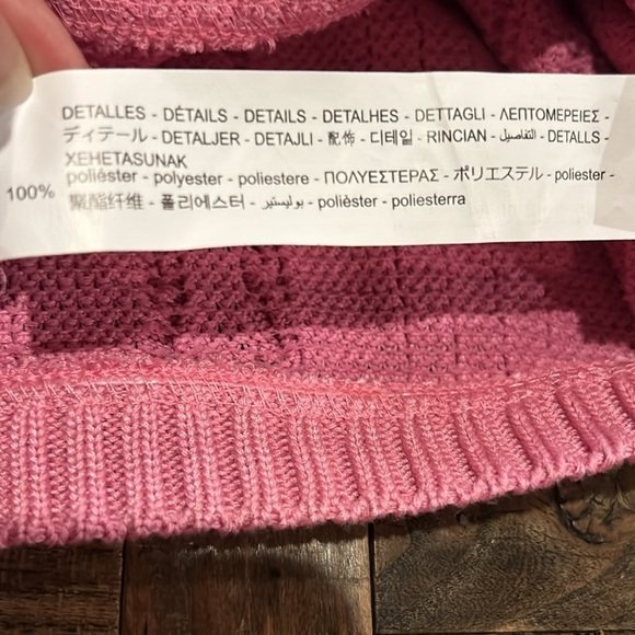 Zara Pink Knit Ruffle Sleeve Crop Top Sweater Vest Size Large - Picture 5 of 5